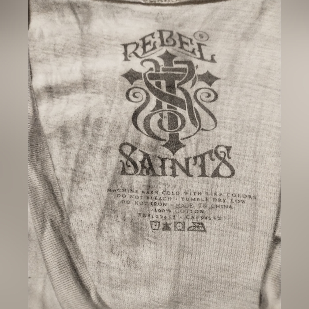 Rebel Saints Gray Graphic Short Sleeve Tee - Picture 2 of 5